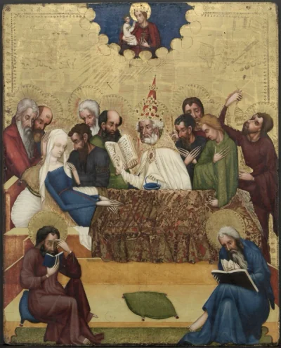 Mort de la Vierge — Master of Heiligenkreuz (1395) — tempera and oil with gold on panel, Cleveland Museum of Art
