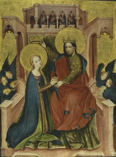 Couronnement de la Vierge — Master of the Fröndenberg Altarpiece (1405) — tempera and gold on wood, Cleveland Museum of Art