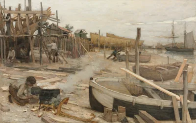 Le chantier naval — Jean Charles Cazin (1870) — oil on fabric, Cleveland Museum of Art