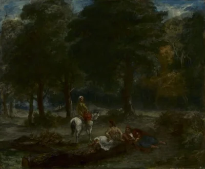 Cavaliers grecs se reposant en forêt — Eugène Delacroix (1858) — oil on fabric, Cleveland Museum of Art