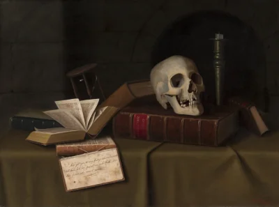 Memento Mori, « À cette faveur » — William Michael Harnett (1879) — oil on canvas, Cleveland Museum of Art