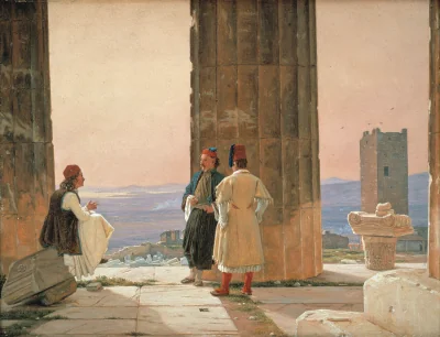 Udsigt fra Athenatemplet på Akropolis — Martinus Rørbye (1844) — Olie på pap, Sal 219