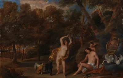 Venus begræder den døde Adonis — Frans Wouters (1650) — Olie på træ, Statens Museum for Kunst
