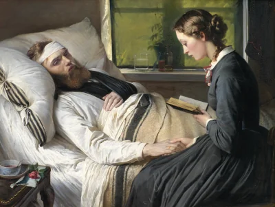 En såret dansk kriger — Elisabeth Jerichau Baumann (1865) — Olie på lærred, Statens Museum for Kunst