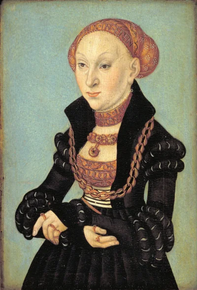 Portræt af kurfyrstinde Sibylla af Sachsen (1510-1569) — Lucas Cranach (1533) — Olie på træ, Statens Museum for Kunst