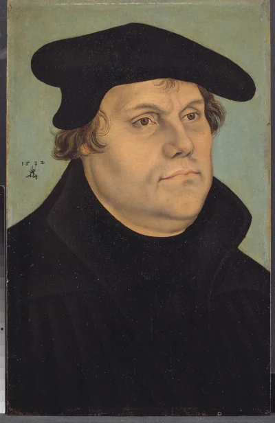Portræt af Martin Luther — Lucas Cranach (1532) — Olie på træ, Statens Museum for Kunst