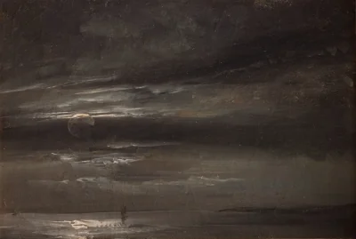 Måneskin over havet — J.C. Dahl (1820) — Olie på lærred på pap, Sal 217E
