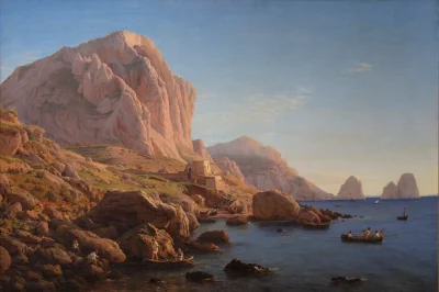 Motiv fra Capri, kort efter solens opgang — Christen Købke (1841) — Olie på lærred, Sal 217D