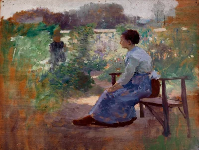 Femme assise dans un jardin — Andrews, Eliphalet Fraser (1910) — Paintings, Smithsonian