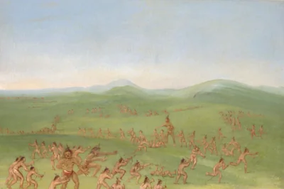 Combat fictif, garçons mandans — Catlin, George (1830) — Paintings, Smithsonian
