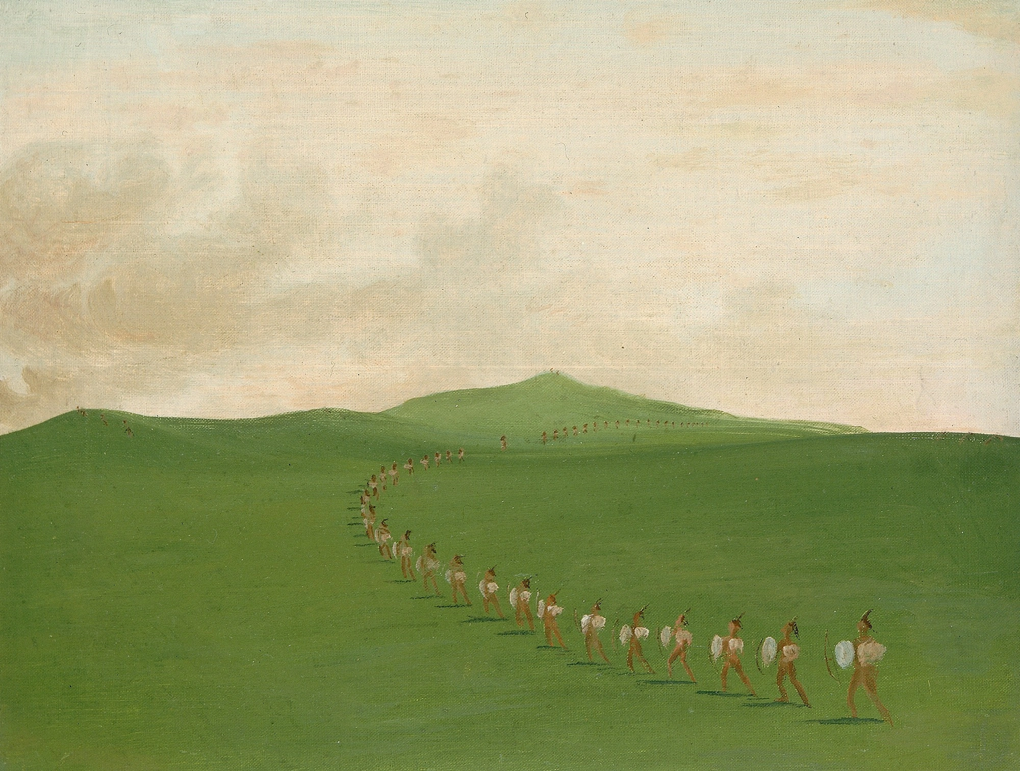 Parti de guerre à pied en marche, Haut Missouri