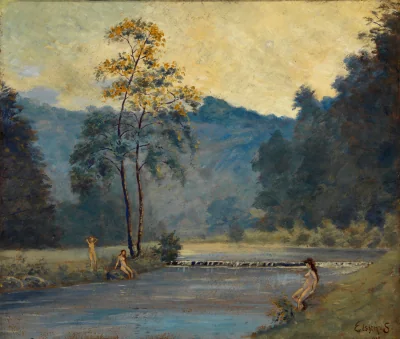 Trois filles et rivière — Eilshemius, Louis M (1900) — Paintings, Smithsonian