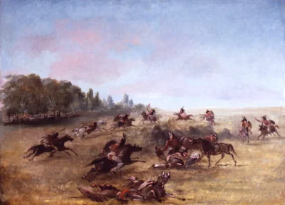 Parti de guerre monté fouillant un fourré — Catlin, George (1840) — Paintings, Smithsonian