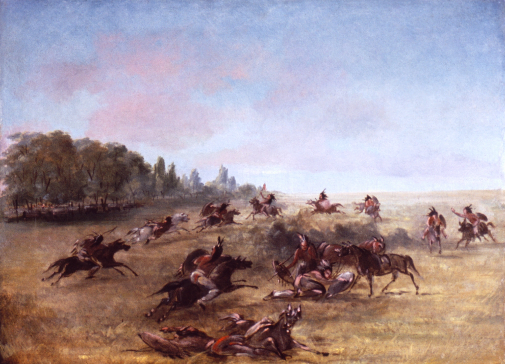 Parti de guerre monté fouillant un fourré